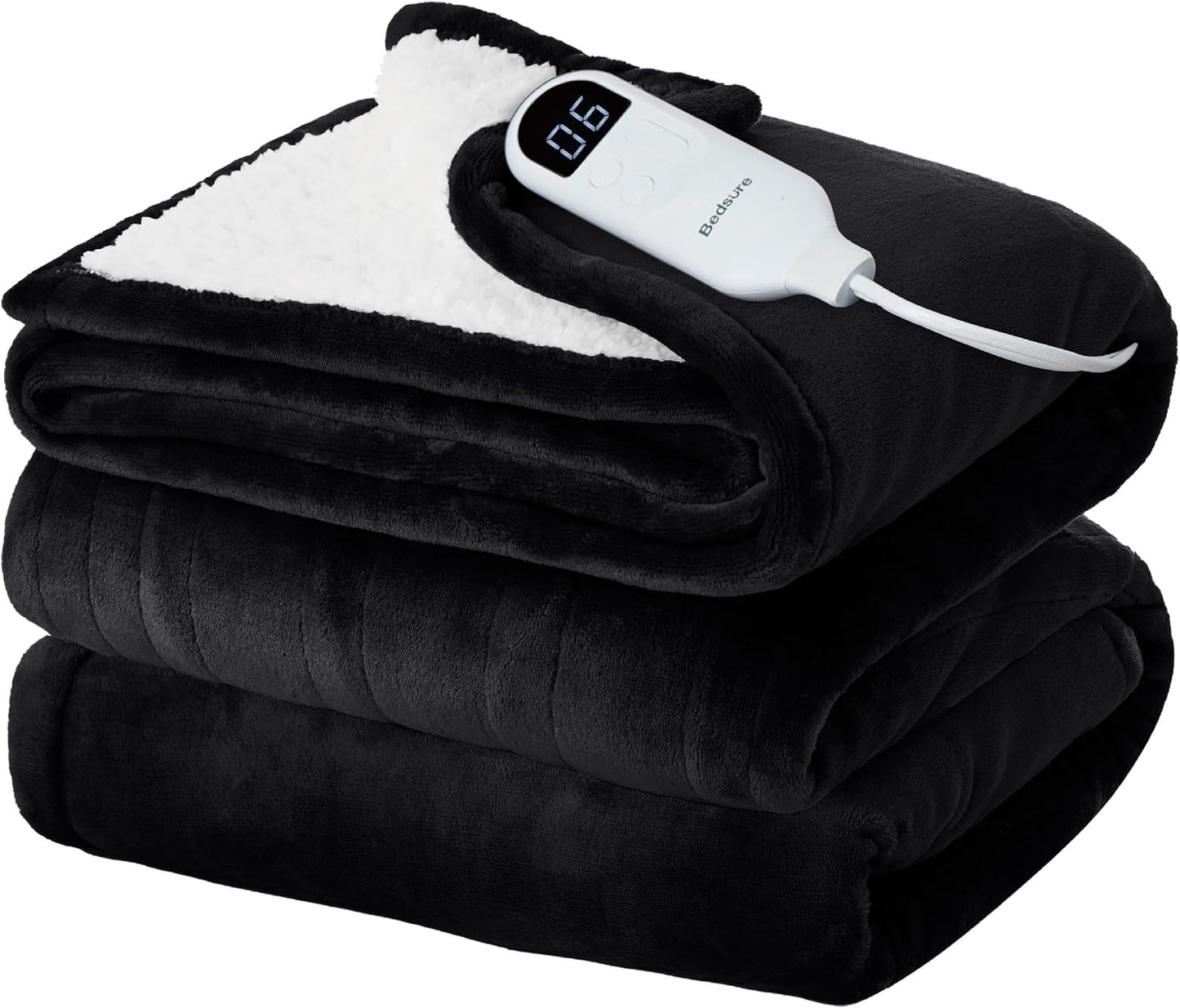 Bedsure Heated Blanket Throw Blanket with Preheat Function - Fast Heating Electric Blanket, Soft Flannel Throw with 6 Time Settings(Up to 10H), 6 Heating Settings, Gifts for Grandma (50"x60", Cream)