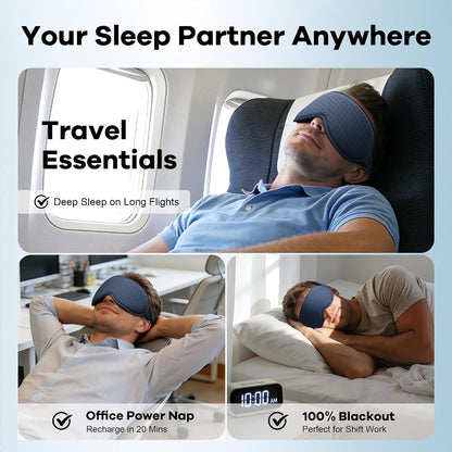 Blackout Weighted Eye Mask for Sleeping: 3D Contoured Gentle-Pressure Sleep Mask for Men & Women - Airplane Travel & Night Shift Essentials, Zero Eye Pressure, Breathable Blindfold, Black
