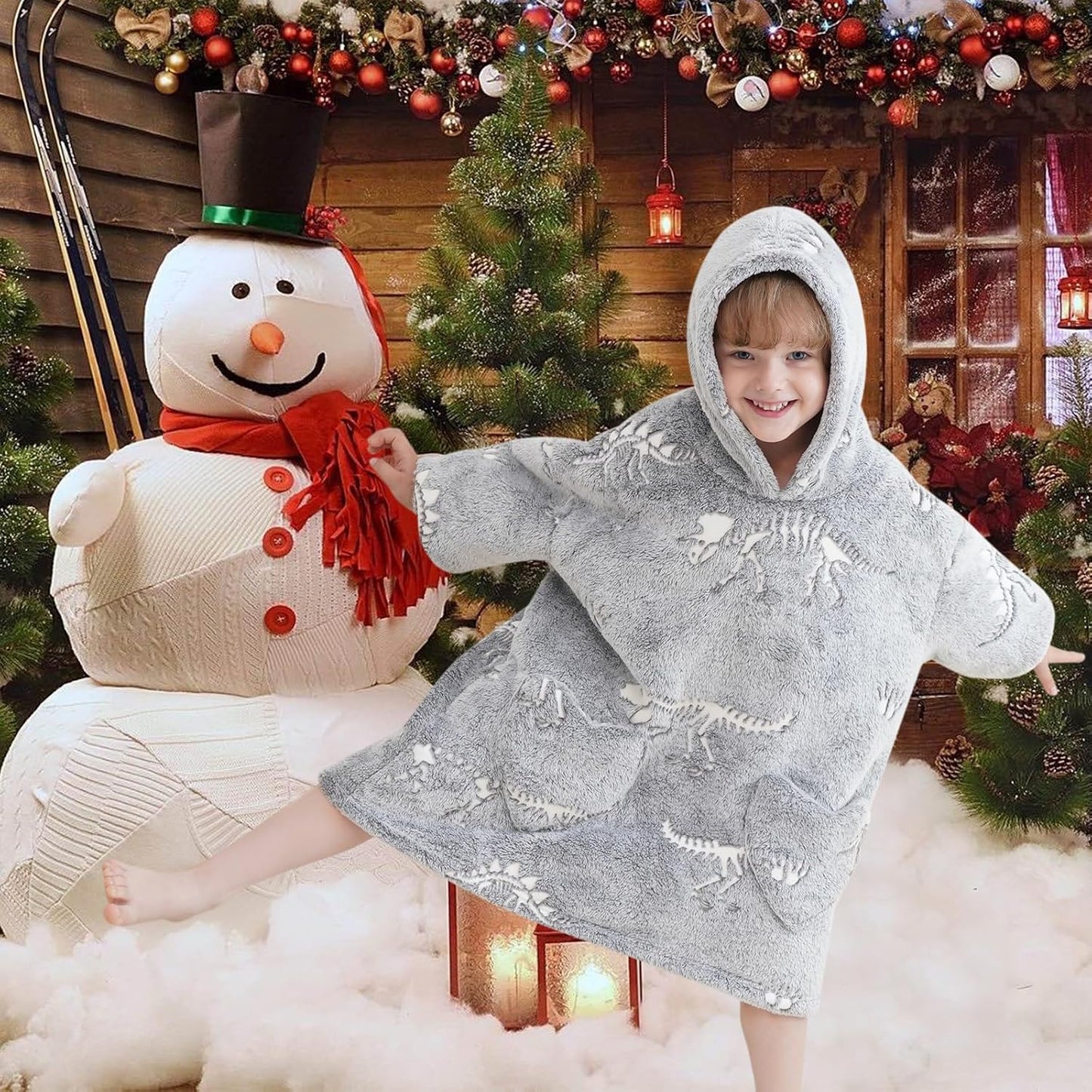 Fiosnow Glow in the Dark Unicorn Blanket Hoodies for Kids 6-13YR Oversize Wearable Blanket Hoodies for Boys Girls Teens