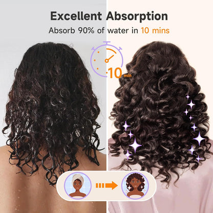 Umisleep 100% Microfiber Hair Towel, 41" x 22" Super Absorbent Towel Wrap with Elastic Loop, Large Curly Hair Towel for Women Long, Thick Hair, Camel