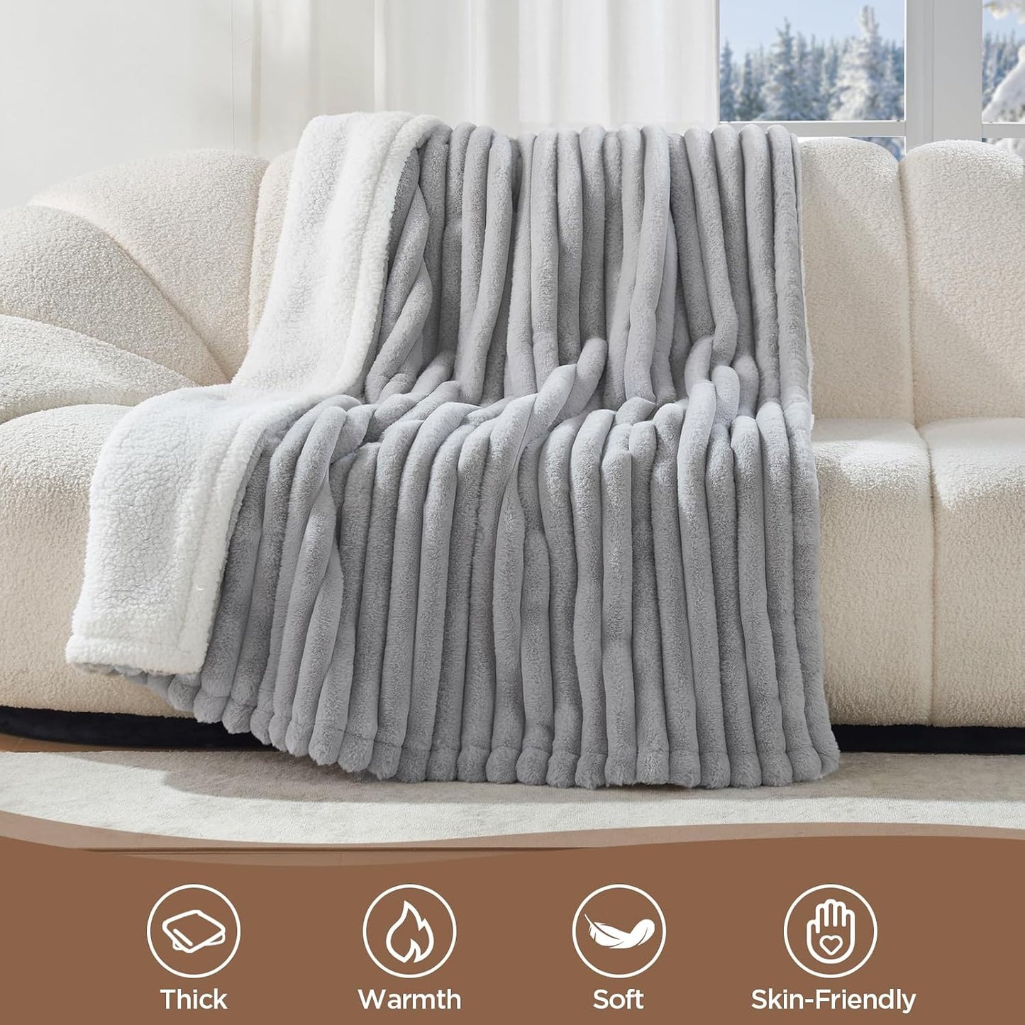 Westinghouse Heated Throw Blanket, Electric Blanket Throw with 6 Heating Levels and 2-10 Hours Time Settings, Flannel to Sherpa Super Cozy Heated Blanket Machine Washable, 50x60 inch, Charcoal