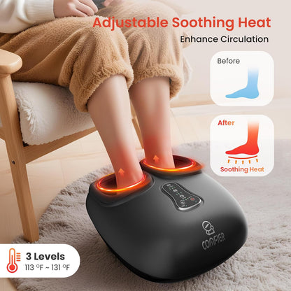 COMFIER [2026 Gift for Men,Women,Shiatsu Foot Massager with Fast Heat,Kneading Rolling Compression,Extra Vibration, FSA Eligible HSA Store, Plantar Fasciitis,Neuropathy Pain, Bigger Size 13IN