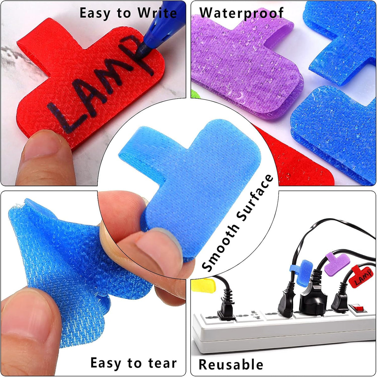 Outus 50 Pcs Cable Labels Multi Color with Writable Surface, Classic Style