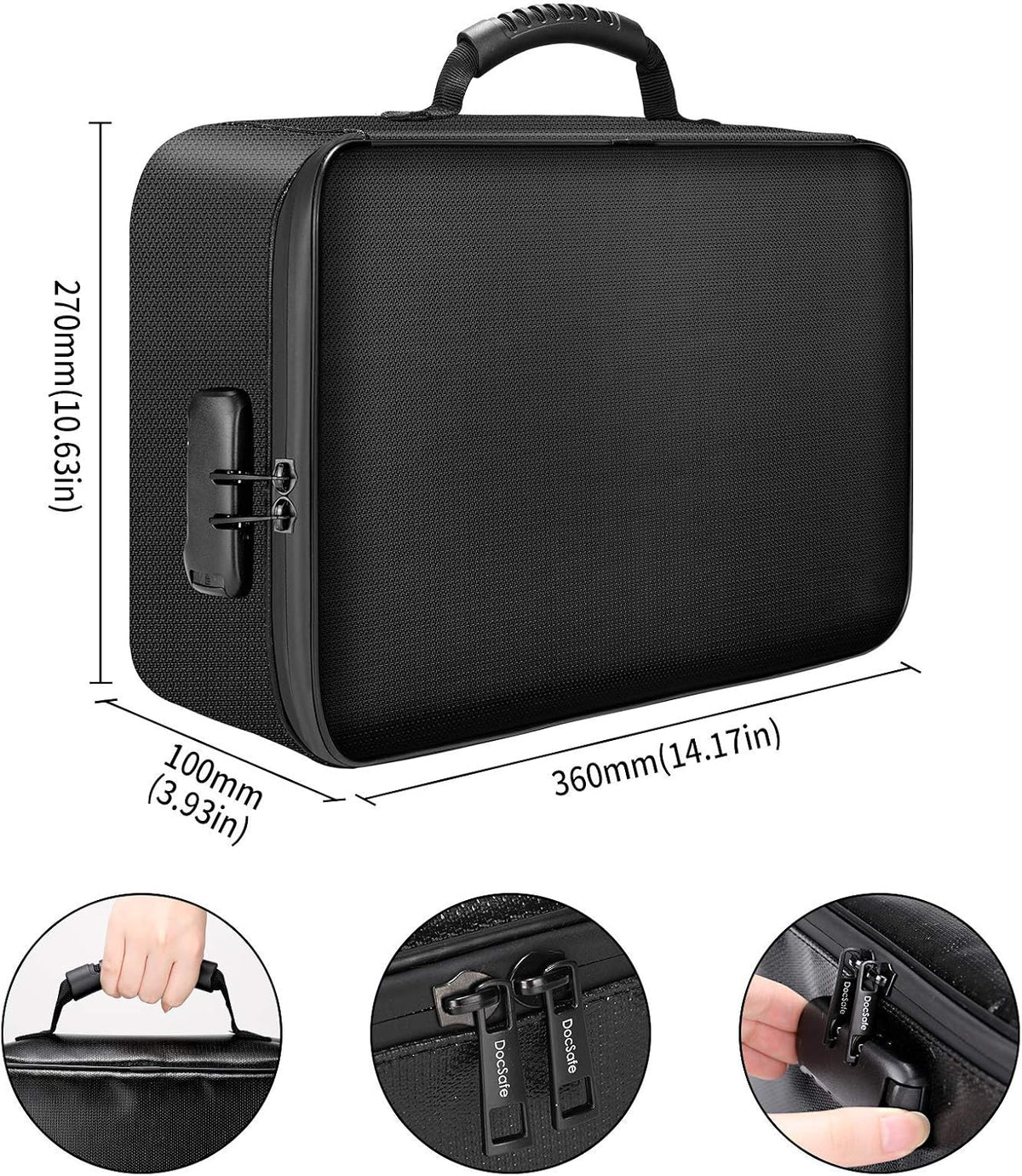 DocSafe 5200°F Fireproof Document Organizer Box with Lock, Heat Insulated