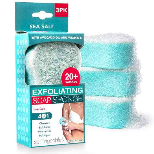 Spongeables Body Wash in a 20+ Wash Sponge, Sea Salt, 3 Count