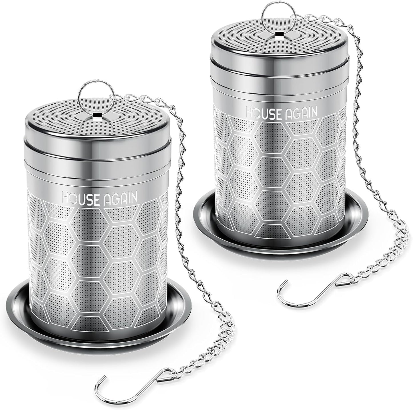 House Again Large Tea Infusers, Extra Fine Mesh Tea Strainers for Loose Tea, Slim Threaded Lid & 304 Stainless Steel, Filter Bags Diffusers, Loose Leaf Tea Steeper for Brew Tea Spices & Seasonings