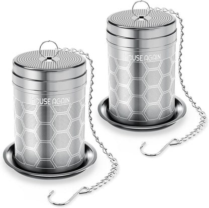 House Again Large Tea Infusers, Extra Fine Mesh Tea Strainers for Loose Tea, Slim Threaded Lid & 304 Stainless Steel, Filter Bags Diffusers, Loose Leaf Tea Steeper for Brew Tea Spices & Seasonings