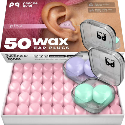 PQ Silicone Gel Ear Plugs for Sleeping and Swimming - 50 Noise Cancelling Earplugs, Ear Protection with Sound Blocking Level 32Db, Soft Wax Pillows (50 Pillows), Color: White