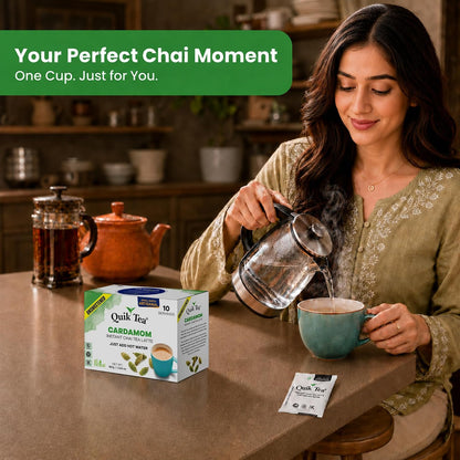 QuikTea Instant Chai Tea Latte Mix, Lemongrass, Unsweetened, 10 Sachets