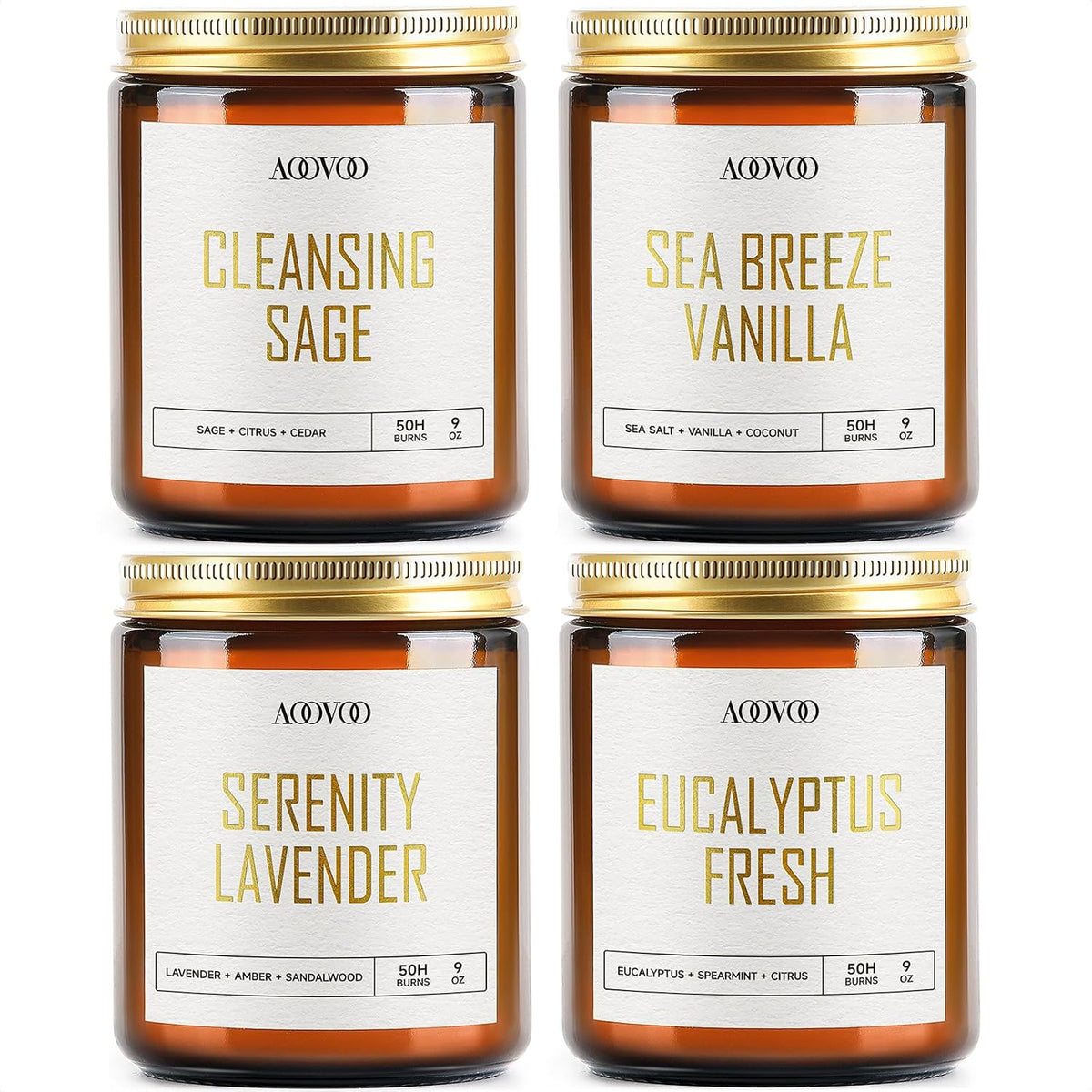 AOOVOO Scented Candles - 4PC Candle Set, 36 oz Soy Candles