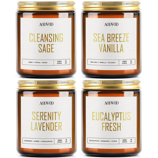 AOOVOO Scented Candles - 4PC Candle Set, 36 oz Soy Candles