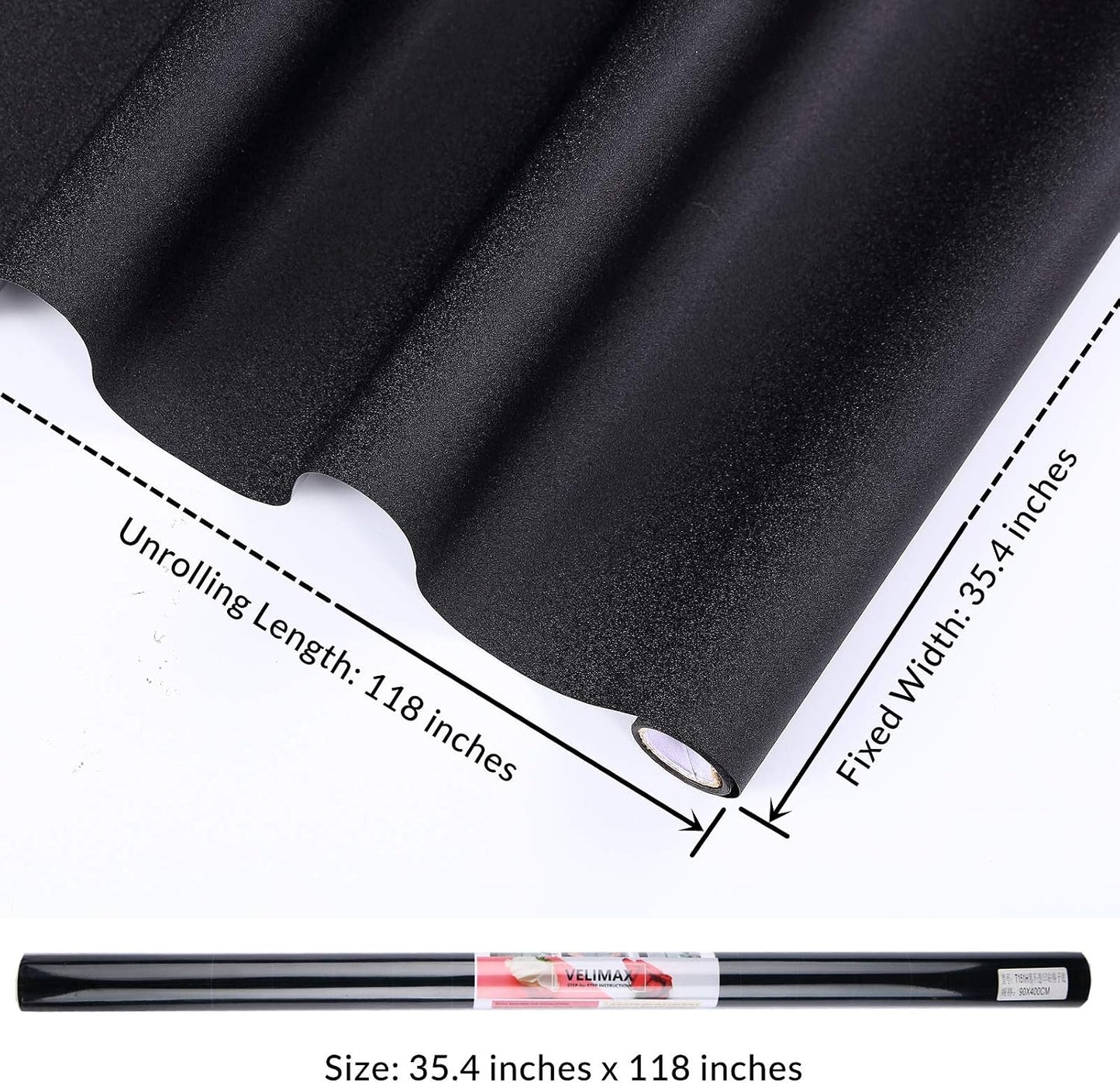 VELIMAX Static Cling Total Blackout Window Film Privacy Room Darkening Window Tint Black Window Cover 100% Light Blocking No Glue (17.7 x 78.7 inches)