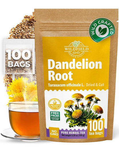 100 Bags Dandelion Root Tea Dandelion Tea Herbal (Taraxacum Officinale) - 100 Count 1.5g Bags Dried Herb Raíz De Diente De León