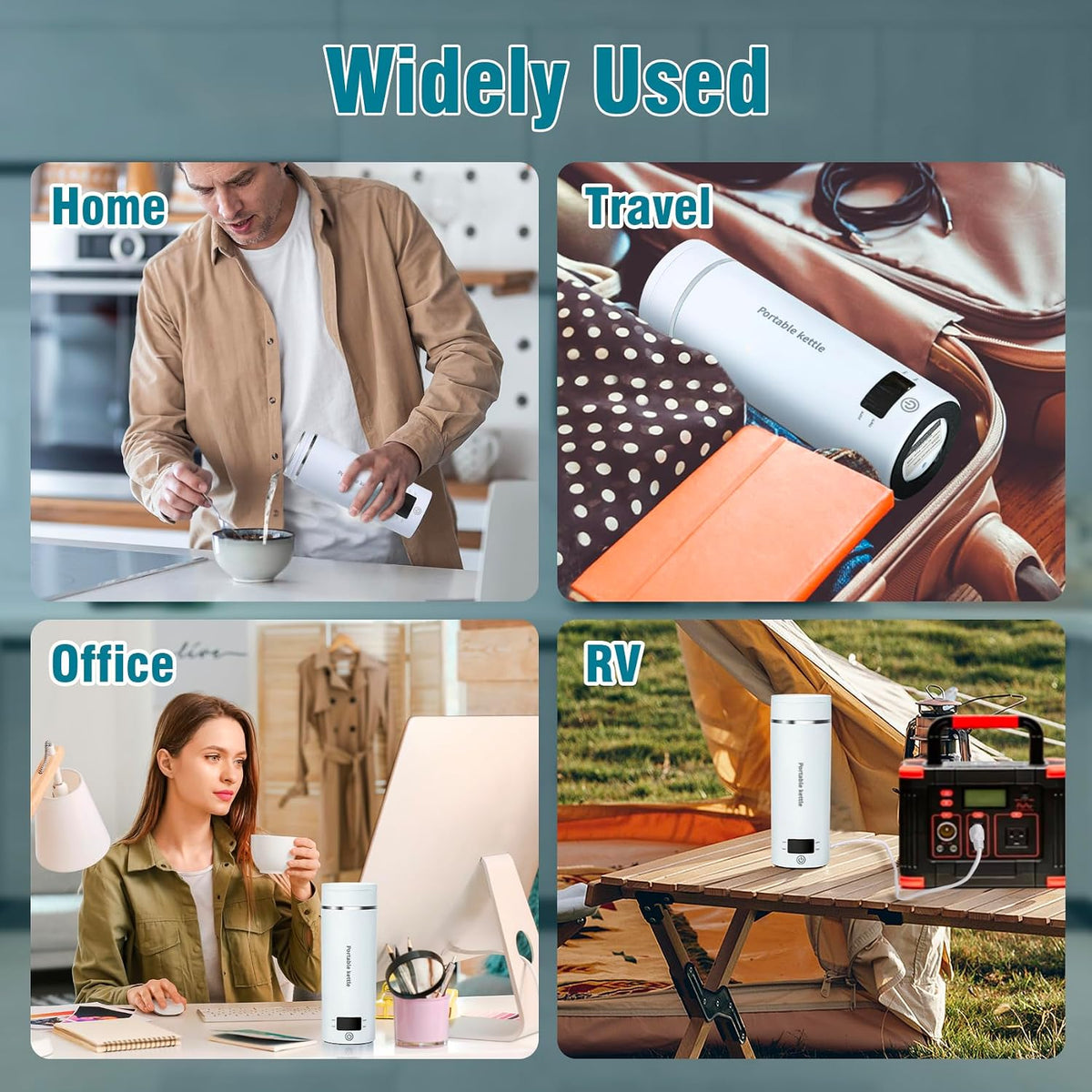 Touxila Portable Electric Kettle for Travel 120V, 13.5oz, 4 Temp Settings