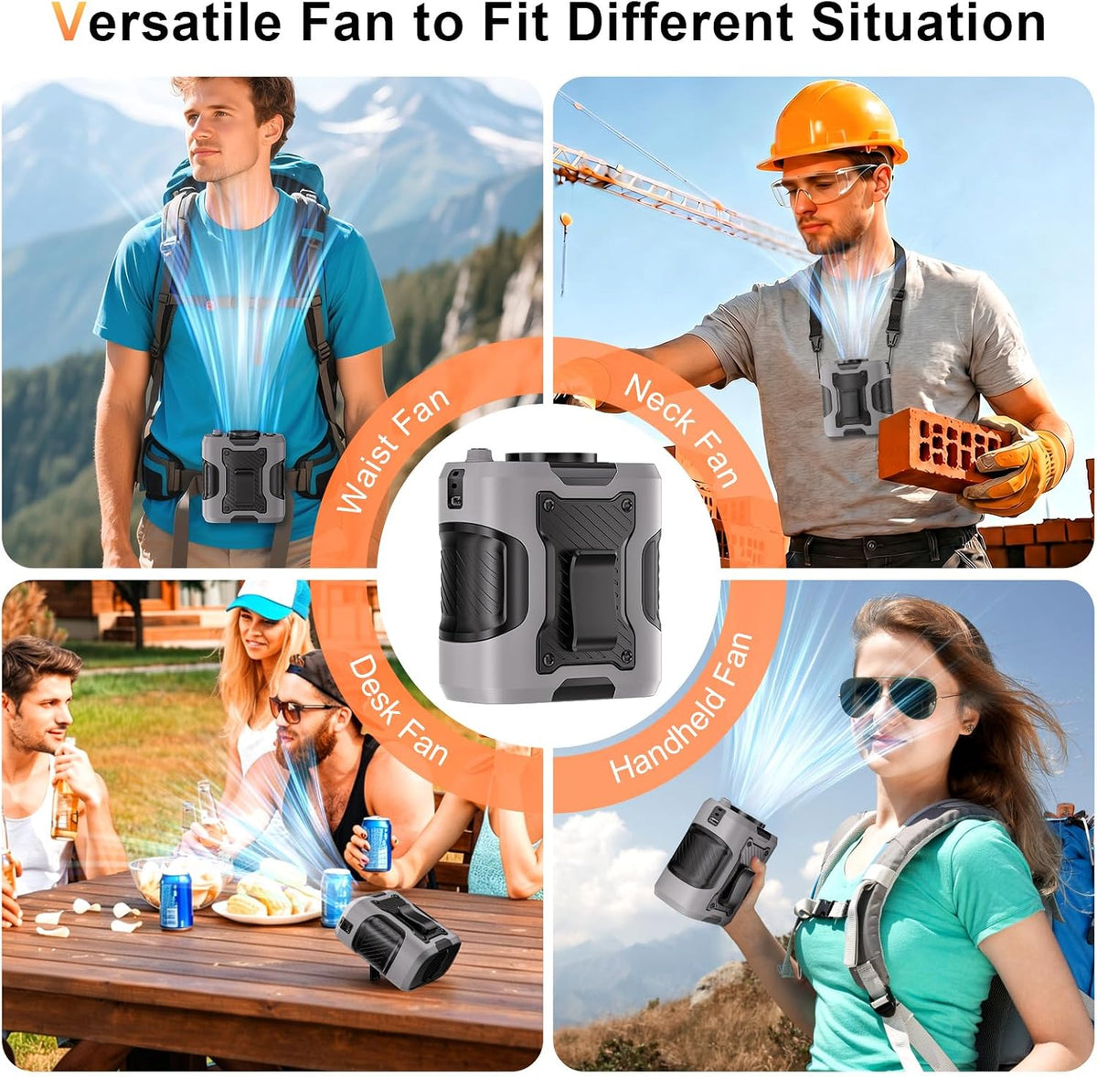 Portable Waist Fan Personal 14500mah 100 Speeds Clip On Shirt Fan Belt