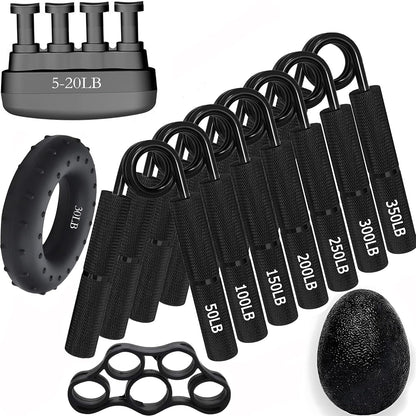 Silver Metal Hand Grip Set, 50LB-400LB No Slip Heavy-Duty Grip Strengthener Great Wrist & Forearm Hand Exerciser, Home Gym, Hand Gripper Grip Strength Trainer