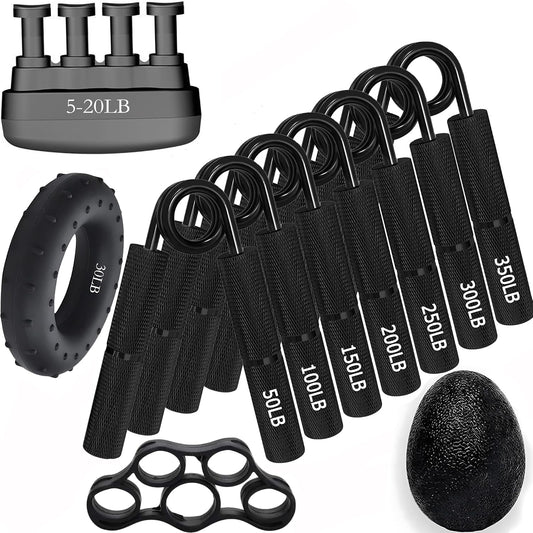 Silver Metal Hand Grip Set, 50LB-400LB No Slip Heavy-Duty Grip Strengthener Great Wrist & Forearm Hand Exerciser, Home Gym, Hand Gripper Grip Strength Trainer