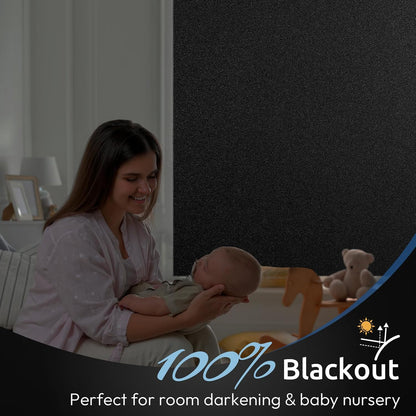 rabbitgoo Blackout Window Film Room Darkening Light Blocking 17.5" x 78.7" | Removable Static Cling without Glue, Tint & Privacy Film for Window Inside, Day & Night Sleep for Home Garage Bedroom House