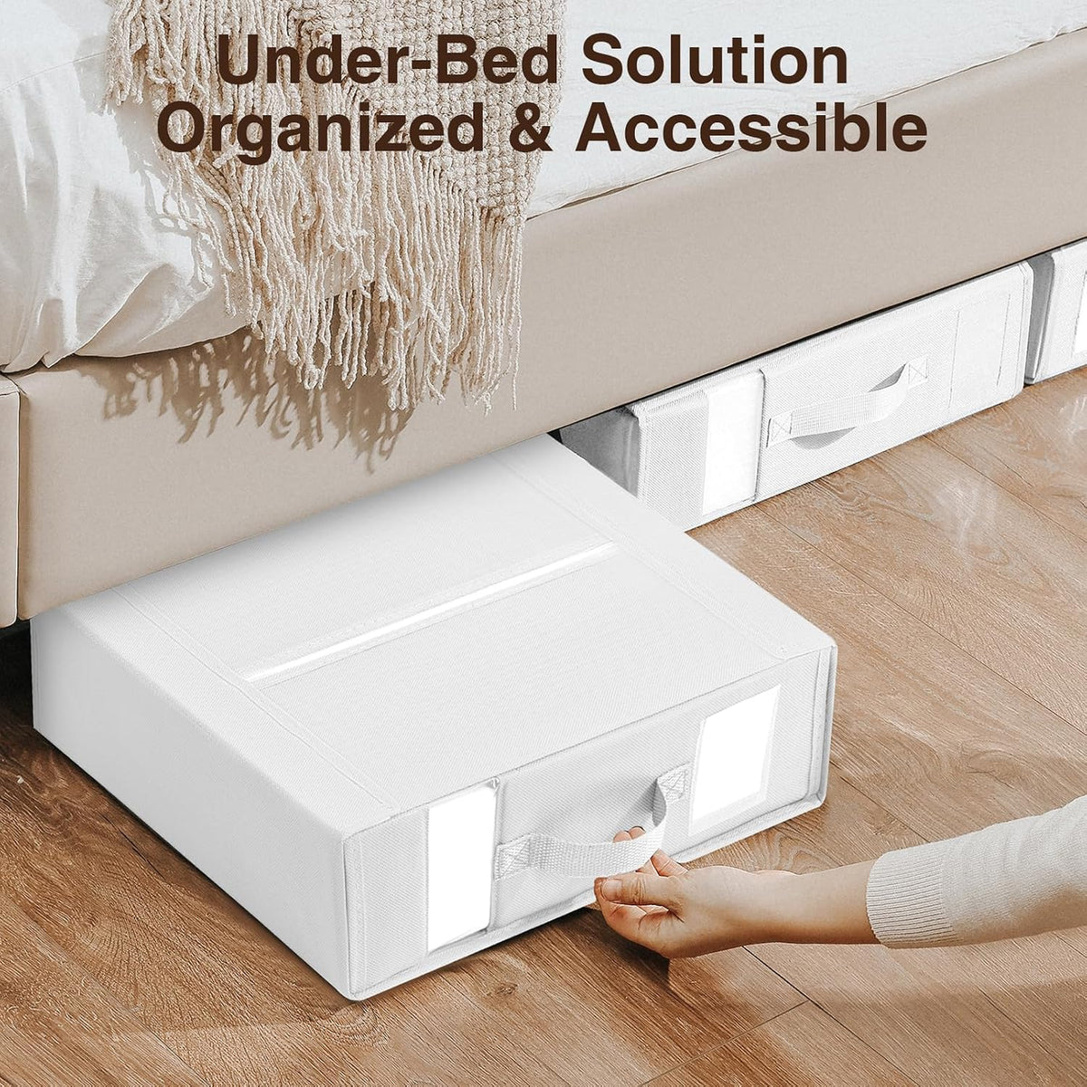 DIMJ Bed Sheet Organizers and Storage - Foldable Sheet Holder, Linen Closet Organizer Box for Sheets Set, Bedding, Blankets, Towel (King & Queen Size), Grey