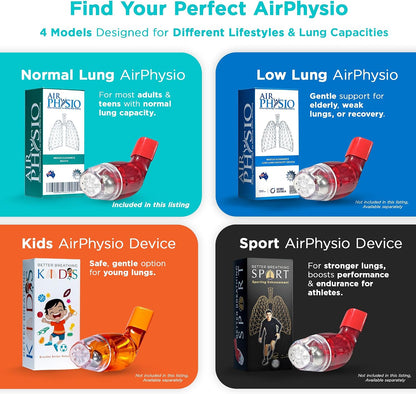 AirPhysio | Drug-Free Portable Breathing Trainer Device for Lungs | Breathe Better, Improve Lung Health & Mucus Clearance | Average Lung Capacity Device | Made in Australia