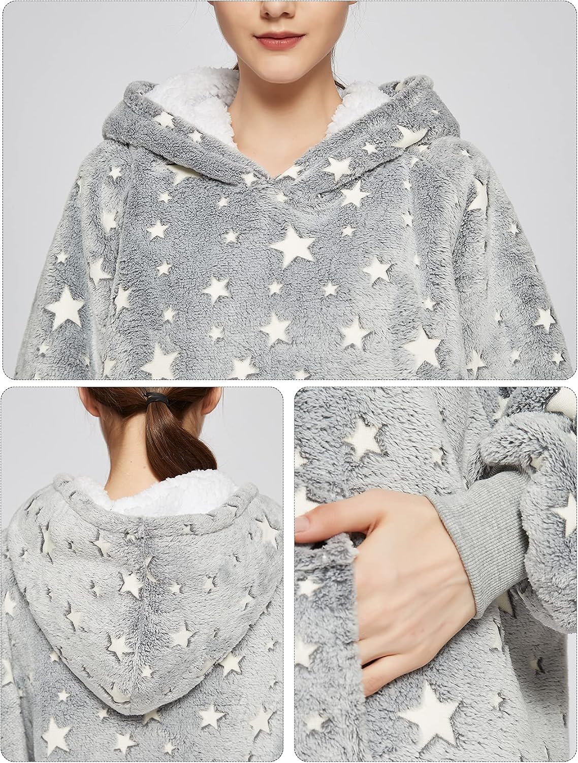 KFUBUO Wearable Blanket Hoodie for Adults Sherpa All Patterns Cat Oversized Sweatshirt Blanket with Pockets for Women
