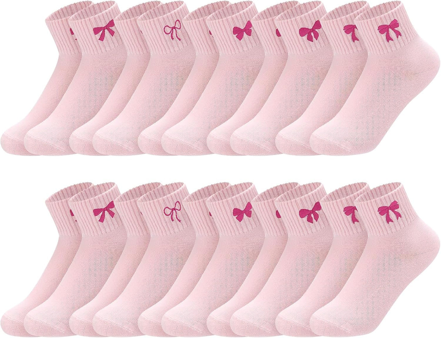 Eurzom 10 Pairs Socks Womens Crew Elastic Ankle Length Cotton Socks Aesthetic Cute Lightweight Low Cut Gifts for Women - Colors B