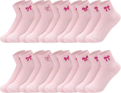 Eurzom 10 Pairs Socks Womens Crew Elastic Ankle Length Cotton Socks Aesthetic Cute Lightweight Low Cut Gifts for Women - Colors B