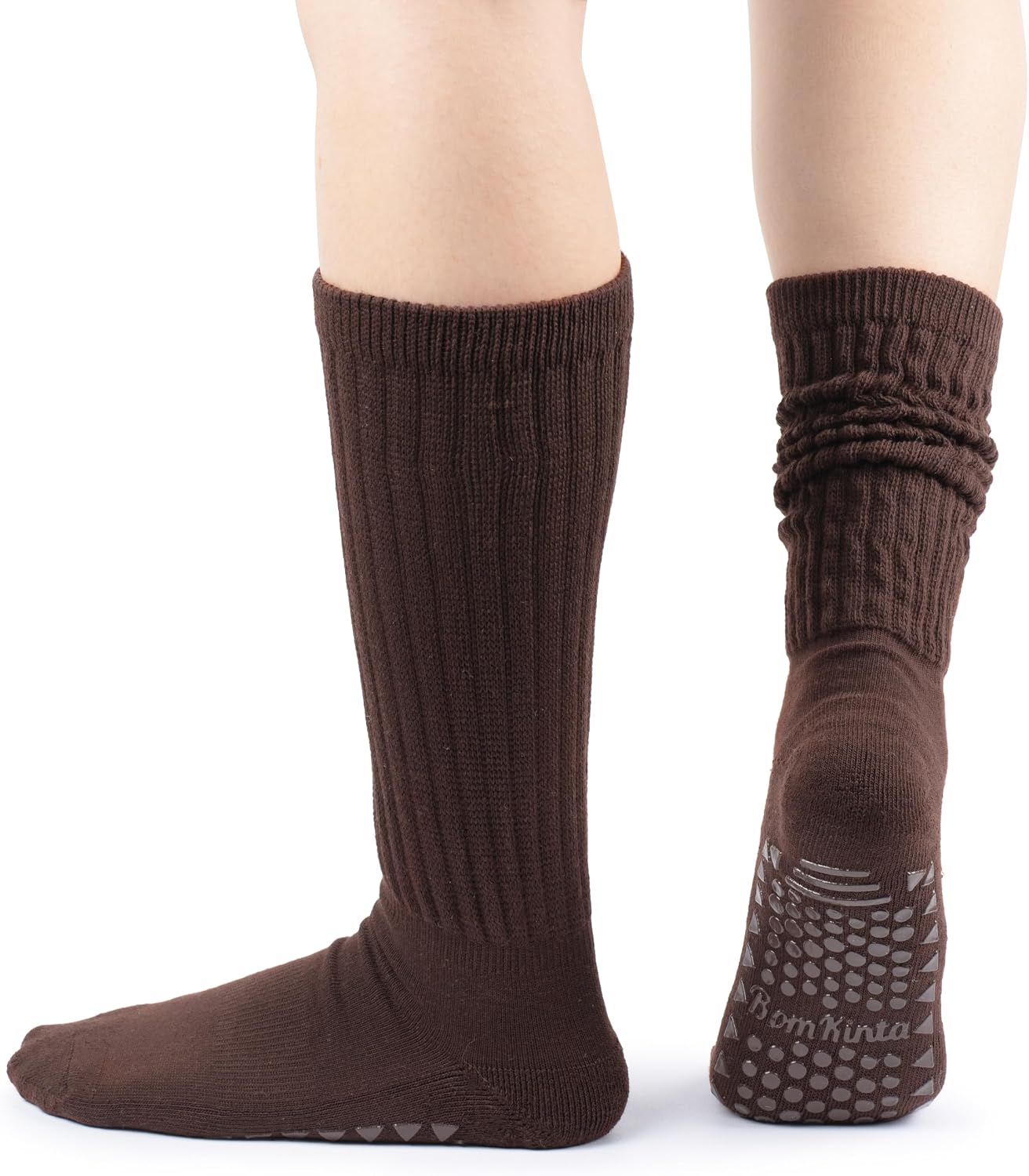 BomKinta Pilates Socks with Grips for Women - Yoga Grippy Slouch Scrunch Sock - Slipper Socks for Barre Workout Hospital