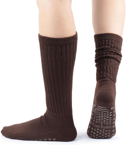 BomKinta Pilates Socks with Grips for Women - Yoga Grippy Slouch Scrunch Sock - Slipper Socks for Barre Workout Hospital