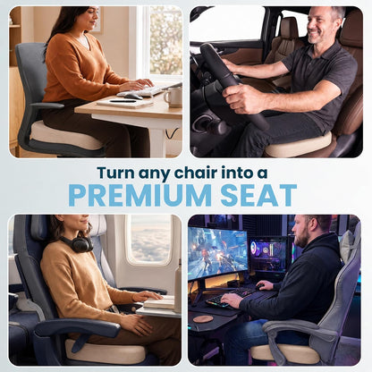 ComfiLife Gel Enhanced Seat Cushion – Office Chair Cushion – Non-Slip Gel & Memory Foam Coccyx Cushion for Tailbone Pain - Desk Chair Car Seat Cushion Driving - Sciatica & Back Pain Relief (Navy)