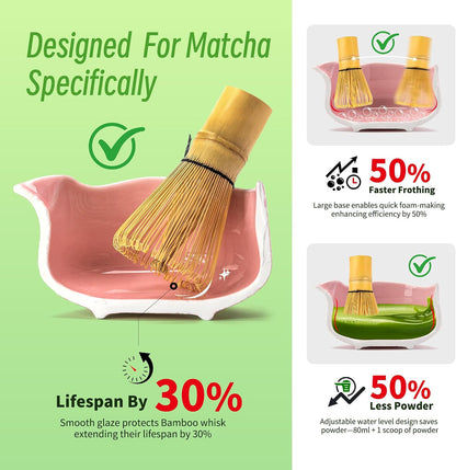 TEANAGOO Matcha Whisk Set Black,7 Pcs Matcha Set,Matcha Kit for Ceremony,Tradition Tea Set for Making Breakfast/Latte,Matcha Whisk Set with Bowl(Chawan)/Whisk and Holder,Gift for Family/Friend