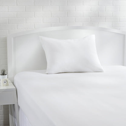Amazon Basics Standard Breathable 100% Cotton Hypoallergenic Pillow Protector with Zipper, Machine Washable, White, 27 x 21 Inches, Pillows Not Included