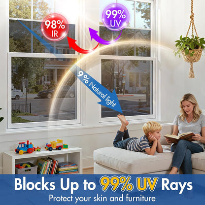 Coavas Blackout Window Film, 100% Light Blocking Privacy Window Film, No Glue Static Cling, Heat & UV Blocking, Removable Room Darkening Window Cover, Renter Friendly for Bedroom, 17.5x78.7Inch,Black