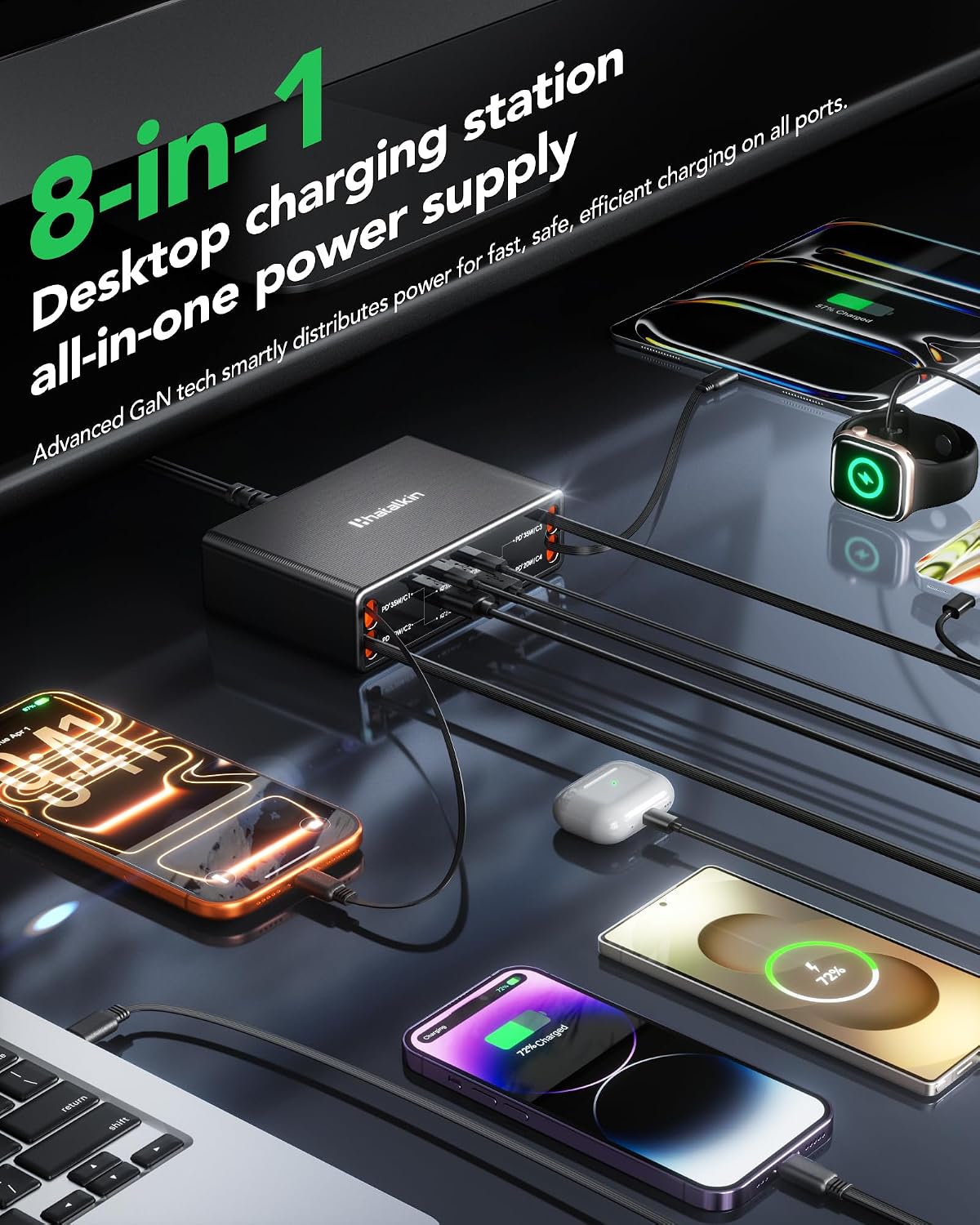 8-in-1 Retractable Charger for iPhone Duo/18 Pro Samsung Multiple Devices