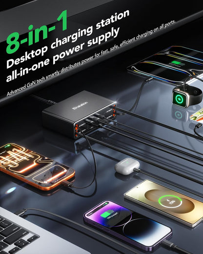 8-in-1 Retractable Charger for iPhone Duo/18 Pro Samsung Multiple Devices