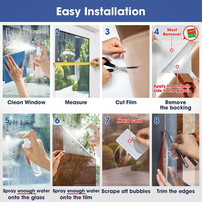 Coavas One Way Privacy Window Film, Heat Control Window Tint for Home, Sun Blocking Reflective Window Film See Out Not in, Anti UV Static Cling for Windows Office Door (Black, 17.5 Inch X 6.5 Feet)