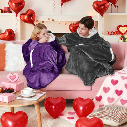 yescool Wearable Blanket Hoodie, Flannel Sherpa Fleece Blanket Sweatshirt for Adults Women Men,One Size Fits All - Colors A