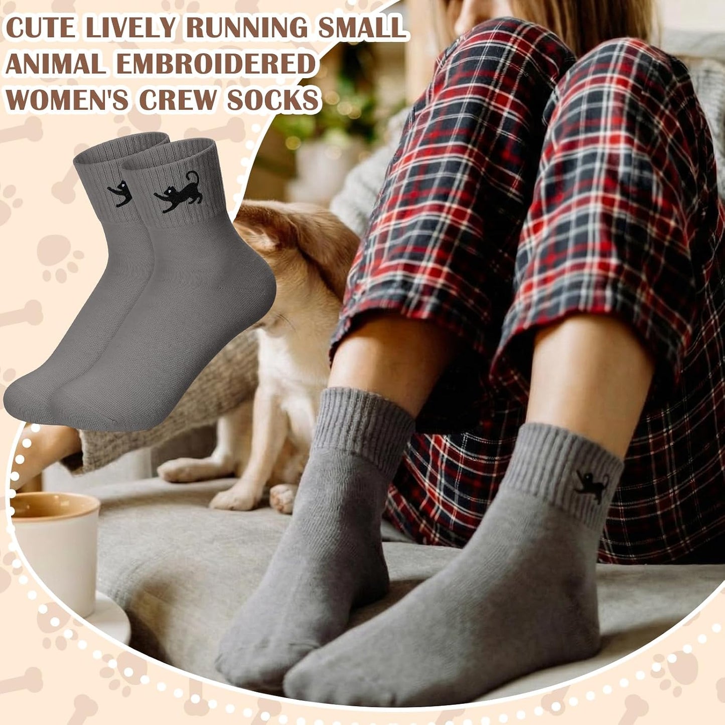 Eurzom 10 Pairs Socks Womens Crew Elastic Ankle Length Cotton Socks Aesthetic Cute Lightweight Low Cut Gifts for Women - Colors A