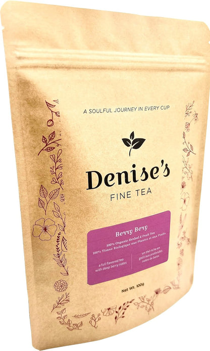 Denise's Fine Tea, USDA Organic, Berry Berry, Herb and Fruit Tea, Caffeine-Free, Loose Leaf (100g)