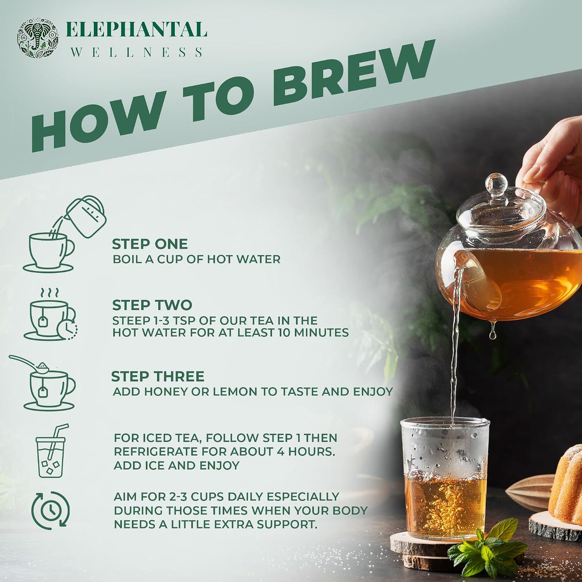 Elephantal Wellness Premium Inflammation Herbal Tea | Comfort & Mobility Blend with Turmeric, Boswellia, White Willow Bark & Ginger | Handmade, Non-GMO, Caffeine-Free Loose Leaf, 4oz, 40 Servings