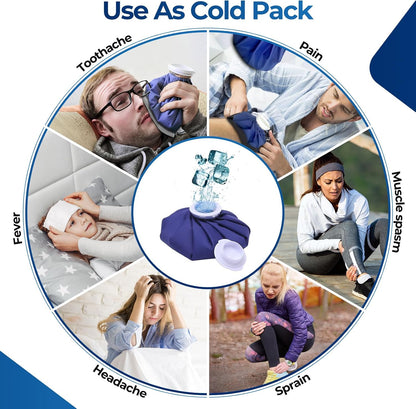 Ice Bags for Injuries Reusable: Ohuhu 3 Packs Ice Cold Packs with Wrap Ice Bag Hot Water Hot & Cold Therapy Pain Relief for Knee Leg Injury No-Leak Waterproof Ice Bags 3 Sizes 6"/9"/11", Blue