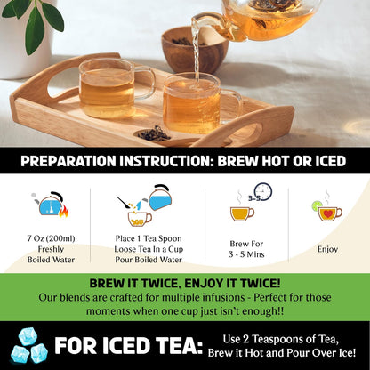 BREWIX, Lychee Rose Green Tea Loose Leaf (50+ Cups, 3.53oz/100g) Gluten Free I High Elevation Grown Green Tea Leaves with Apple, Lychee and Rose | Pure Sourced Direct from India