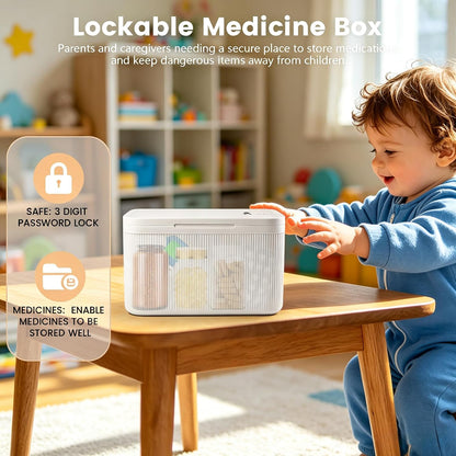 Small Lock Box, Lockable Storage Box with Combination Code for Medication Safe, Medicine Lock Box for Pills/First Aid Kits/Food/Snack Phone Jail, Locked Container for Home/Fridge/Office/School (Pink)