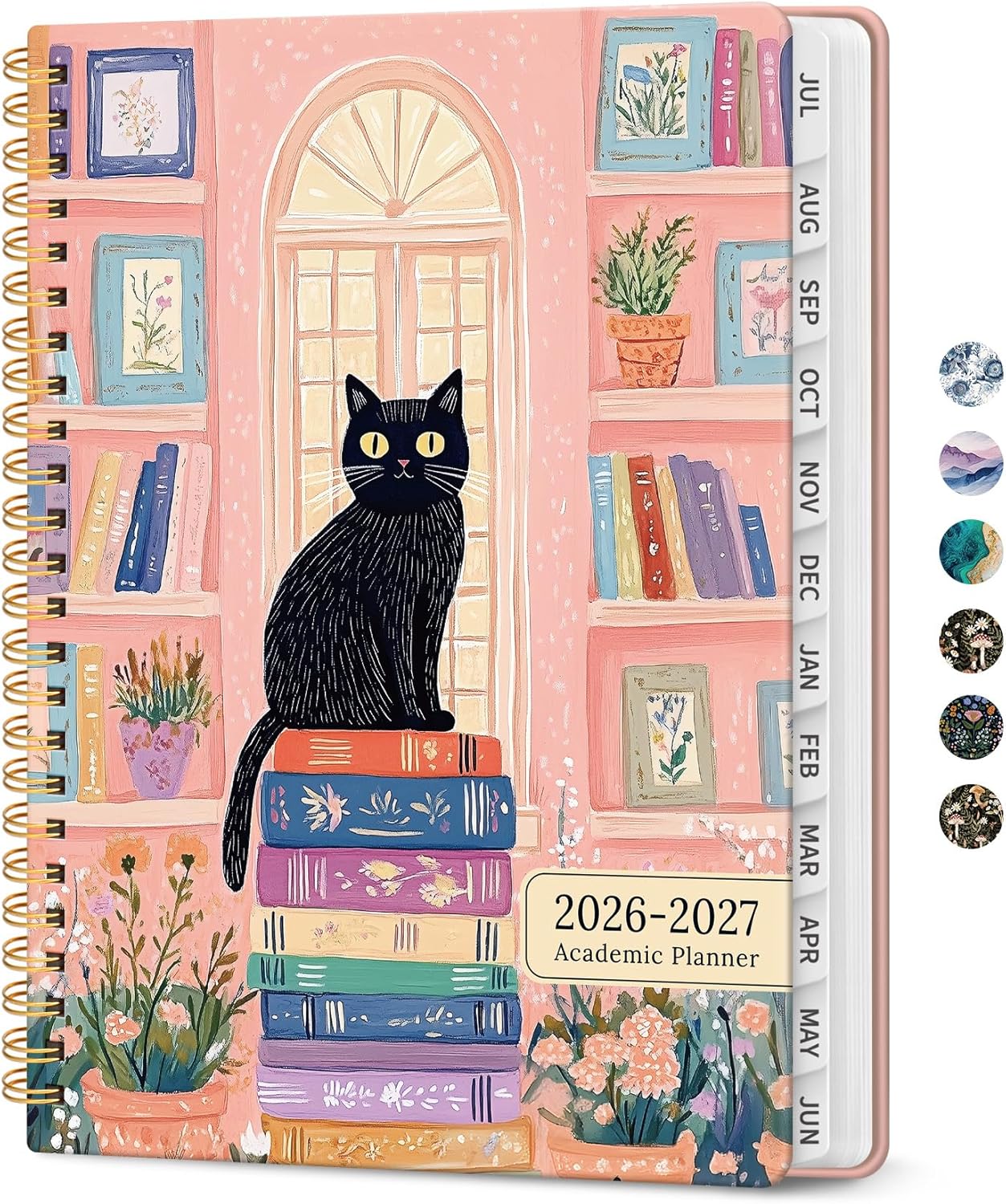 Planner 2026-2027, Academic Monthly and Weekly Calendar Planner for Women, July 2026 - June 2027, Hardcover Pretty Agenda Planner Book with Tabs, Spiral Daily Organizer for School Office Home Supplies, 6.3" x 8.5" - Blue Floral