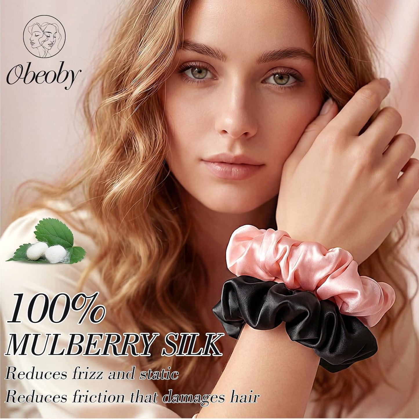 4 Pack 100% Mulberry Silk Scrunchies for Hair Sleep, No Damag Frizz Control Stylish Silk Hair Scrunchies Small Gifts for Women