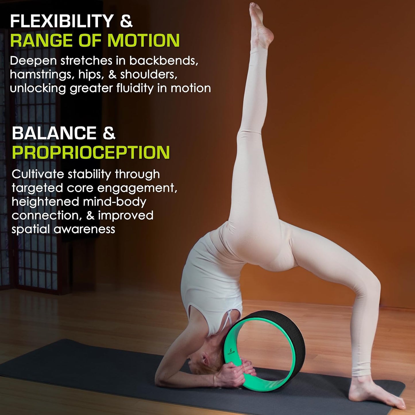 ProsourceFit Yoga Wheel Prop 12” for Improving Yoga Poses, Backbends, Flexibility, Balance, Stretching, Relaxation