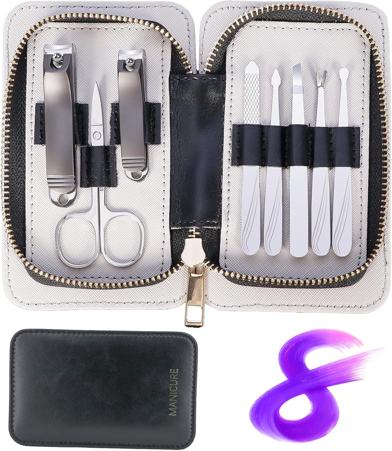 Manicure Set 8 in 1 Nail Clipper Set,RedFlow Nail Clippers,Fingernail & Toenail Clippers,Manicure Tools,Pedicure Tools,Suitable for Travel Manicure Kit,Nail Set Kit with Everything Profe (Blue)