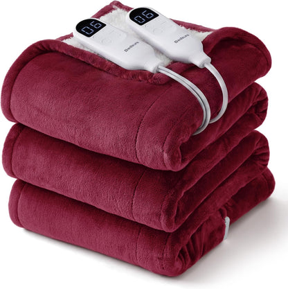 Bedsure Heated Blanket Throw Blanket with Preheat Function - Fast Heating Electric Blanket, Soft Flannel Throw with 6 Time Settings(Up to 10H), 6 Heating Settings, Gifts for Grandma (50"x60", Cream)