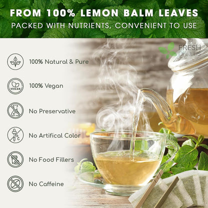 FreshDrinkUS, Lemon Balm Tea Bags | 40 Count |100% Pure Melissa officinalis – Naturally Herbal Tea | Caffeine-Free, Premium Quality, Refreshing Flavor, Sustainably Sourced
