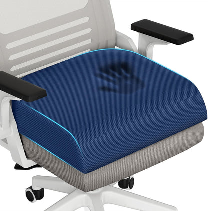 TranquilRelax Large Seat Cushion, Memory Foam Cushion for Long Sitting Hours on Office Chair, Car Seat, Non-Slip Chair Pad for Sciatica, Coccyx, Tailbone Pain Relief & Post-Surgery Recovery (Black)